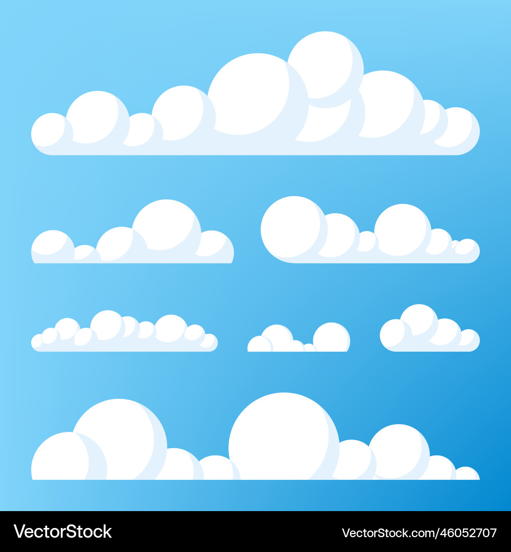 Cloud icon shape set of different clouds Cloud icon shape set of different clouds vector image