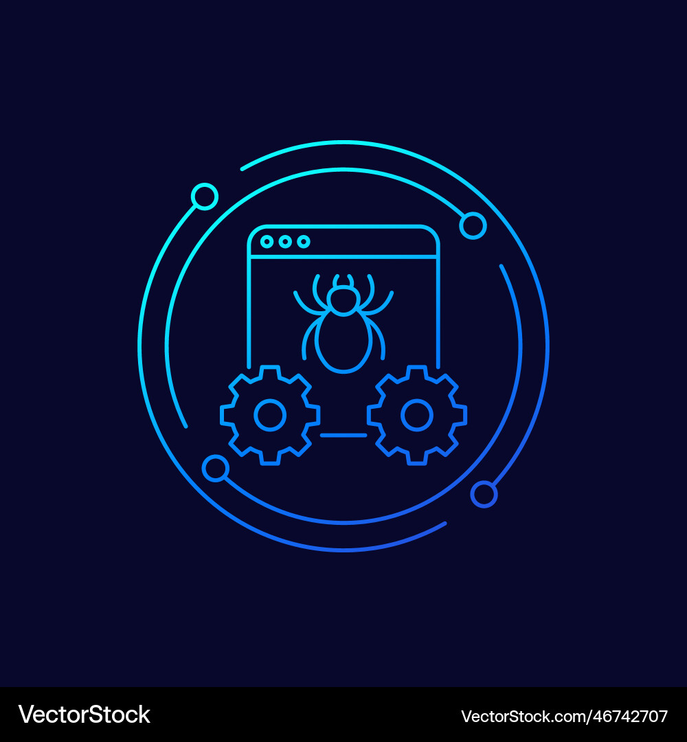 Computer bug debugging icon linear design vector image