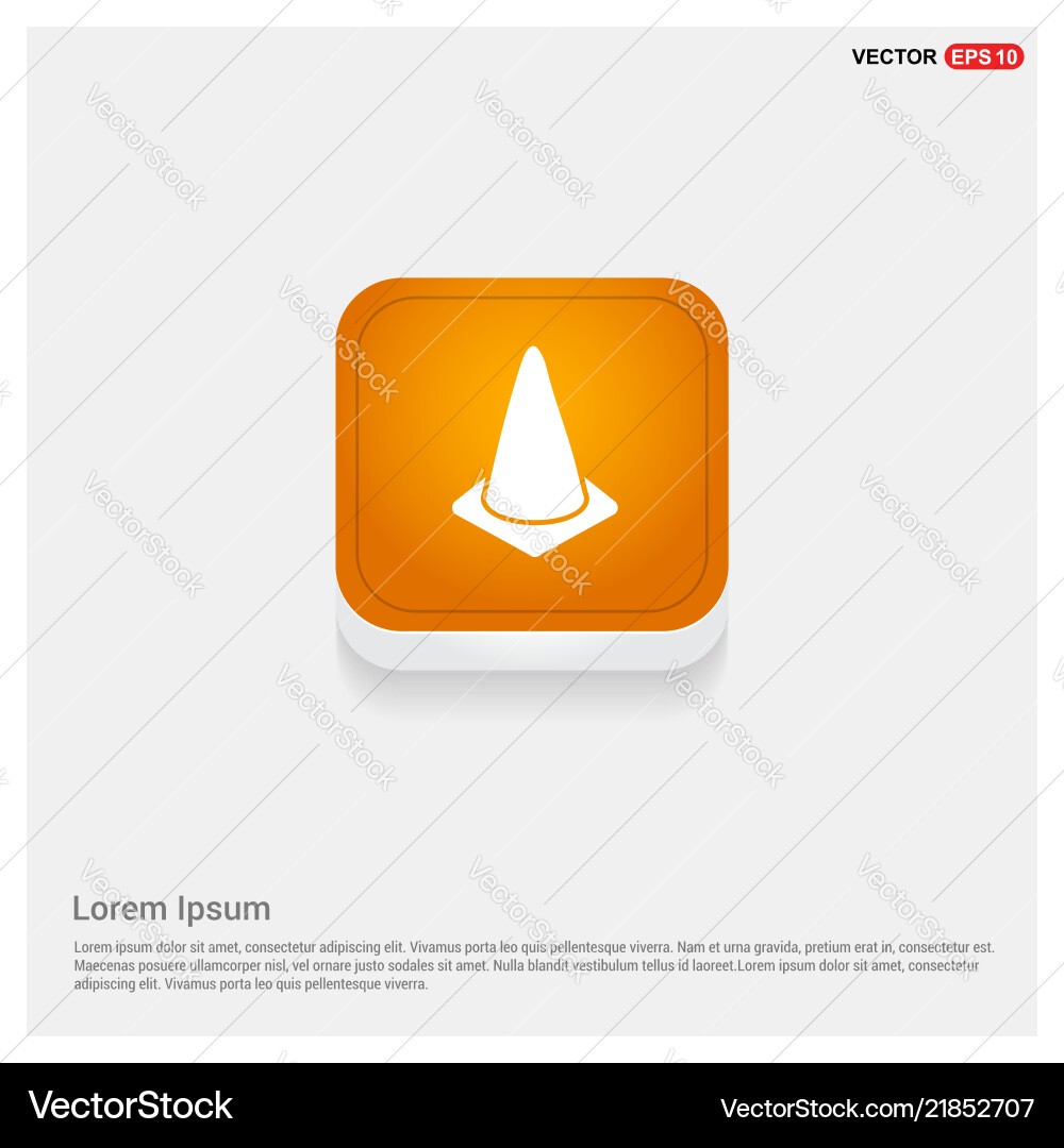 Cone icon orange abstract web button vector image