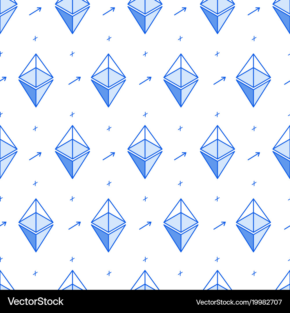 Isometric bitcoin line style seamless pattern vector image
