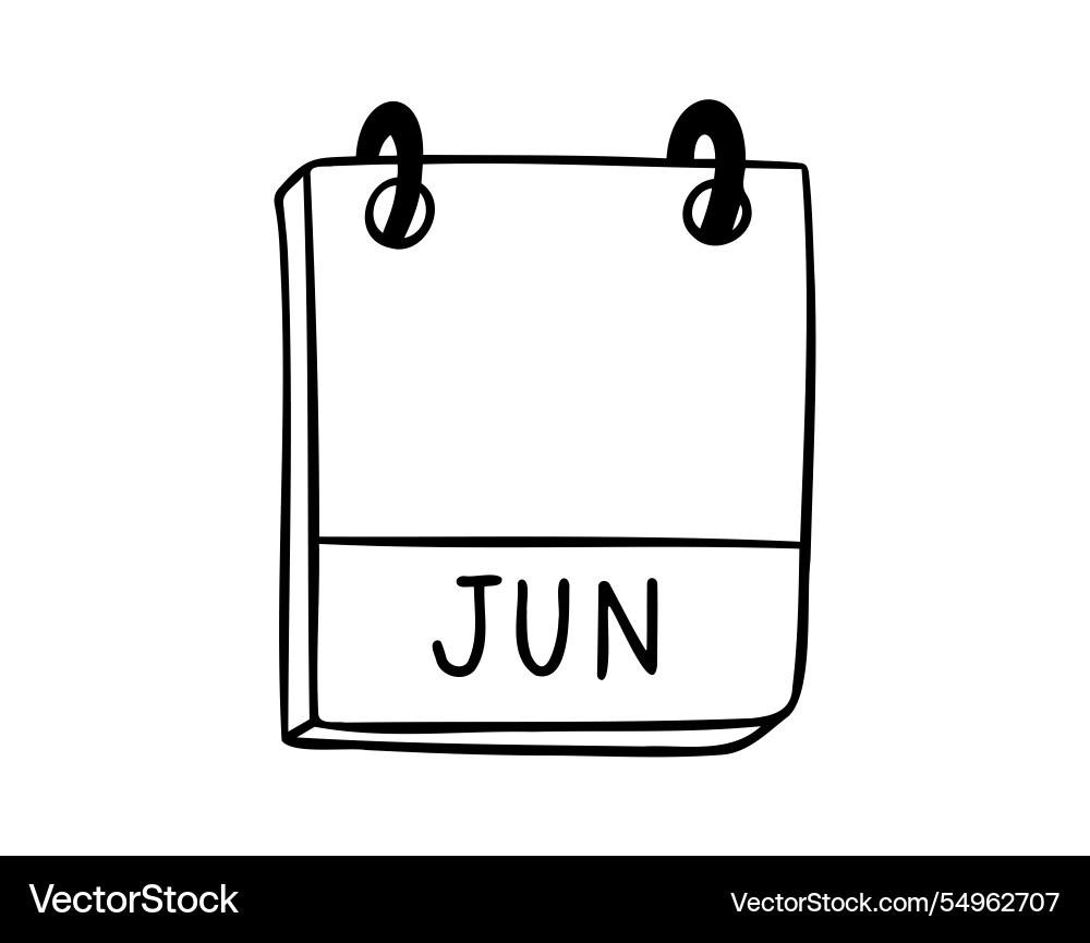 Juni Kalender Monat Seite Hand gezeichnet doodle Symbol Juni Kalender Monat Seite Hand gezeichnet doodle Symbol vektorbild