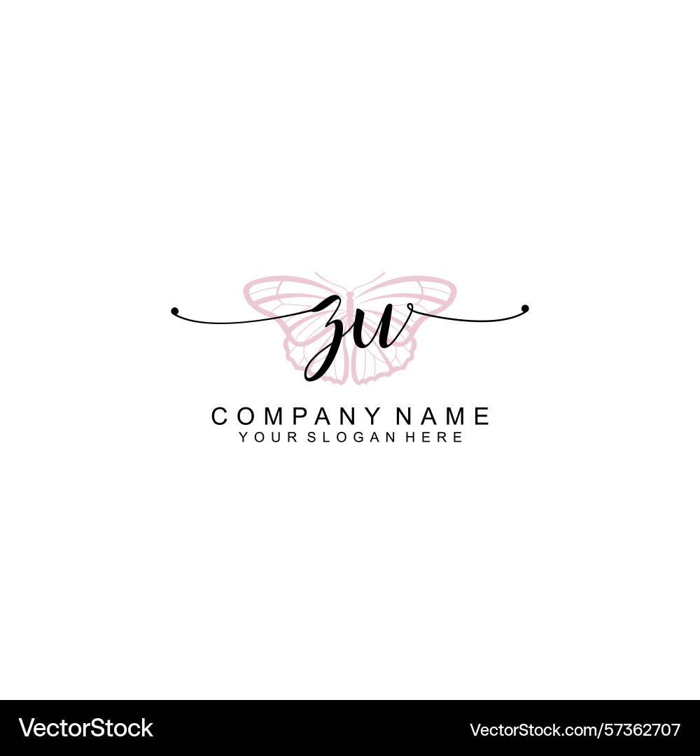 Minimalist handwritten zu initial logos with soft Minimalist handwritten zu initial logos with soft vector image