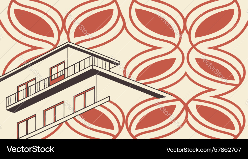 Modern building facade with geometric patterns Vector Image