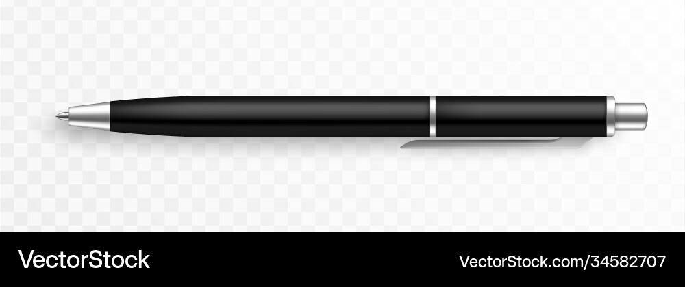 Pen template realistic black and silver ballpoint Vector Image