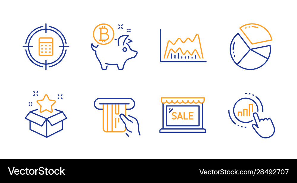 Pie chart loyalty program and calculator target Pie chart loyalty program and calculator target vector image