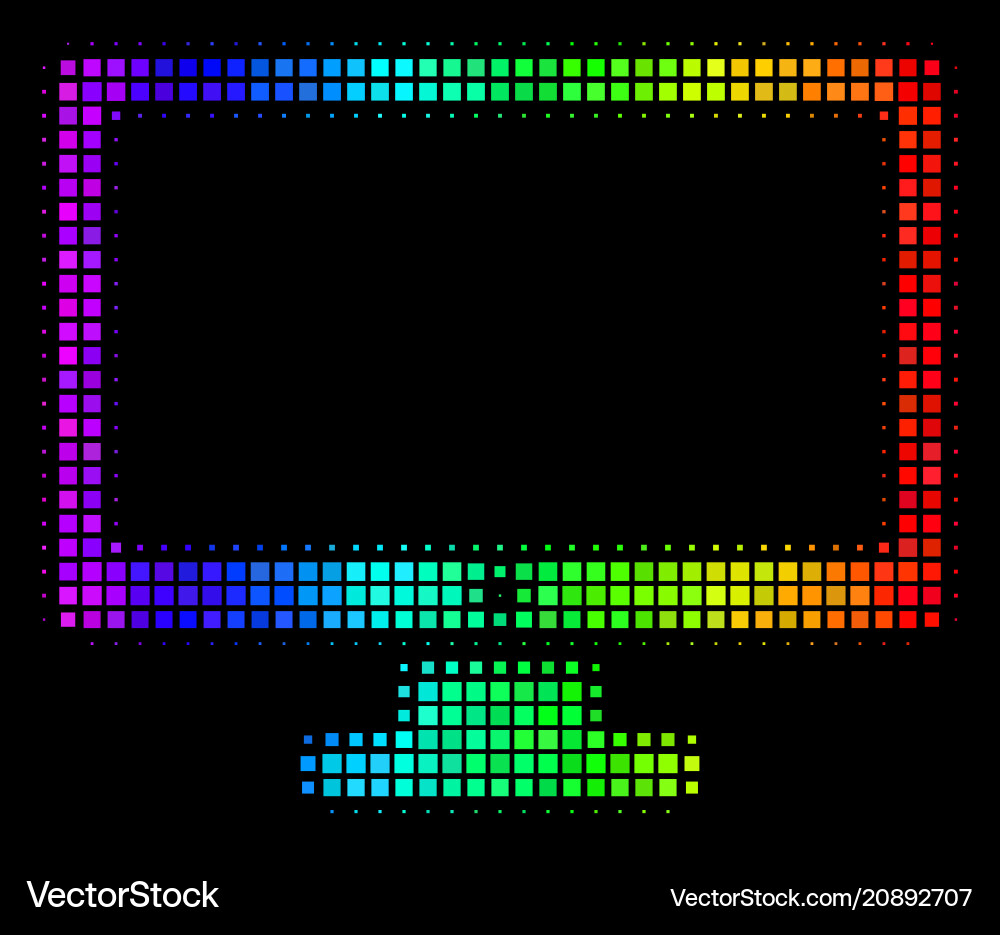 Rainbow dot computer display icon vector image