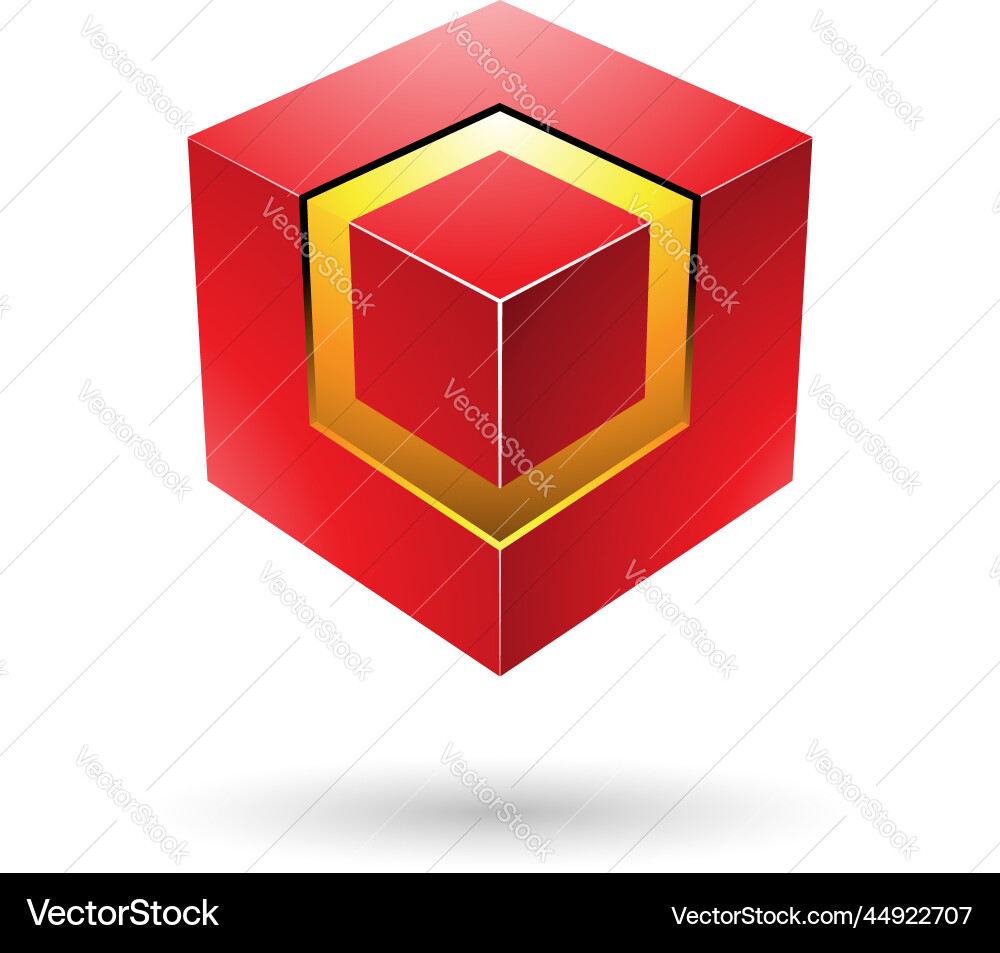 Red bold cube with glowing core Red bold cube with glowing core vector image