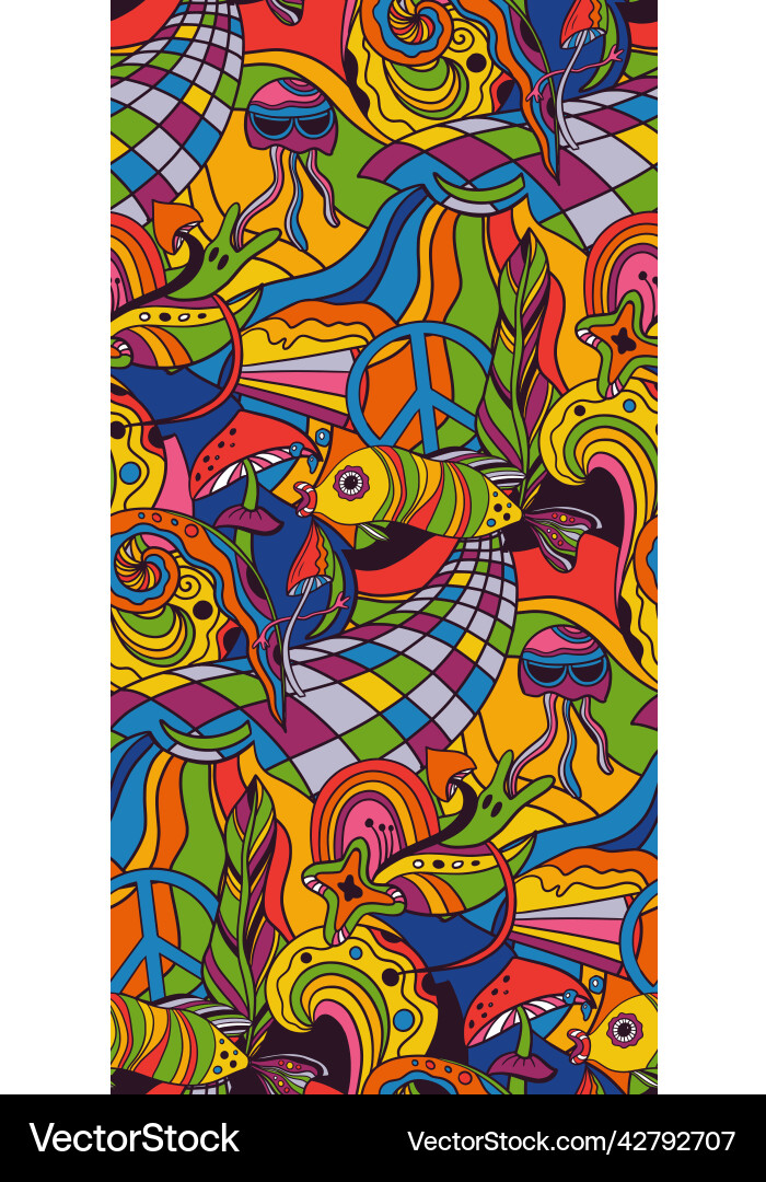 Retro colorful psychedelic seamless pattern Retro colorful psychedelic seamless pattern vector image