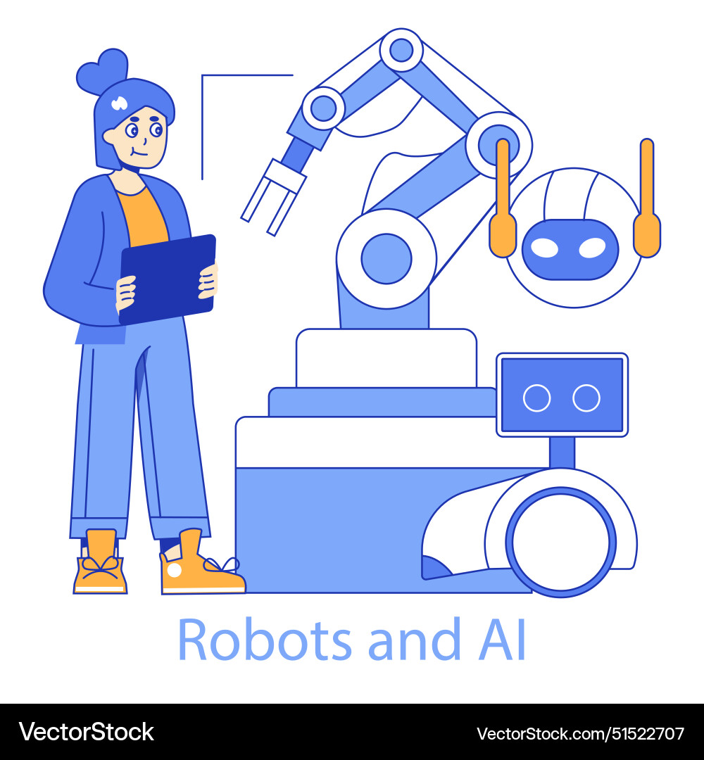 Robotics and ai concept future of automation Robotics and ai concept future of automation Vector Image