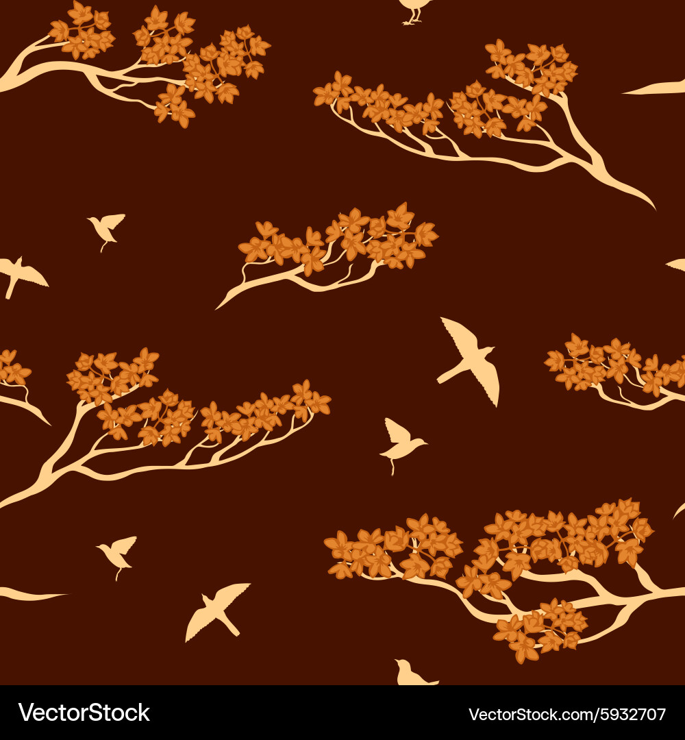 Seamless pattern of sakura tree vector image
