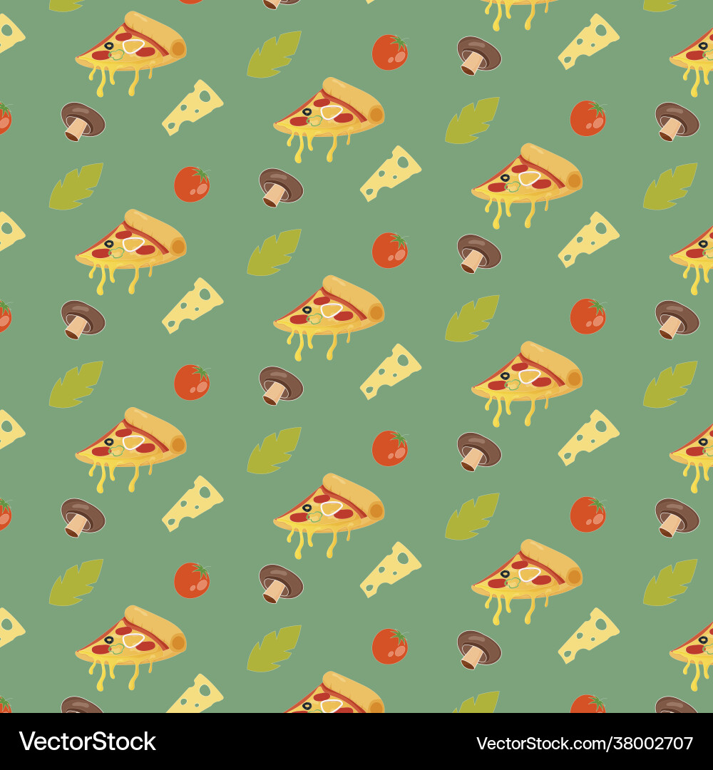 Seamless pattern wrapaper with slice pizza Vector Image