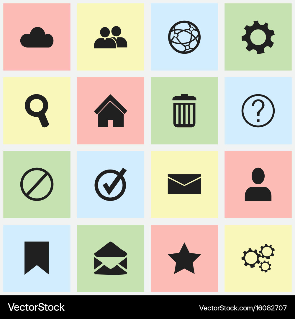 Set of 16 editable network icons includes symbols vector image