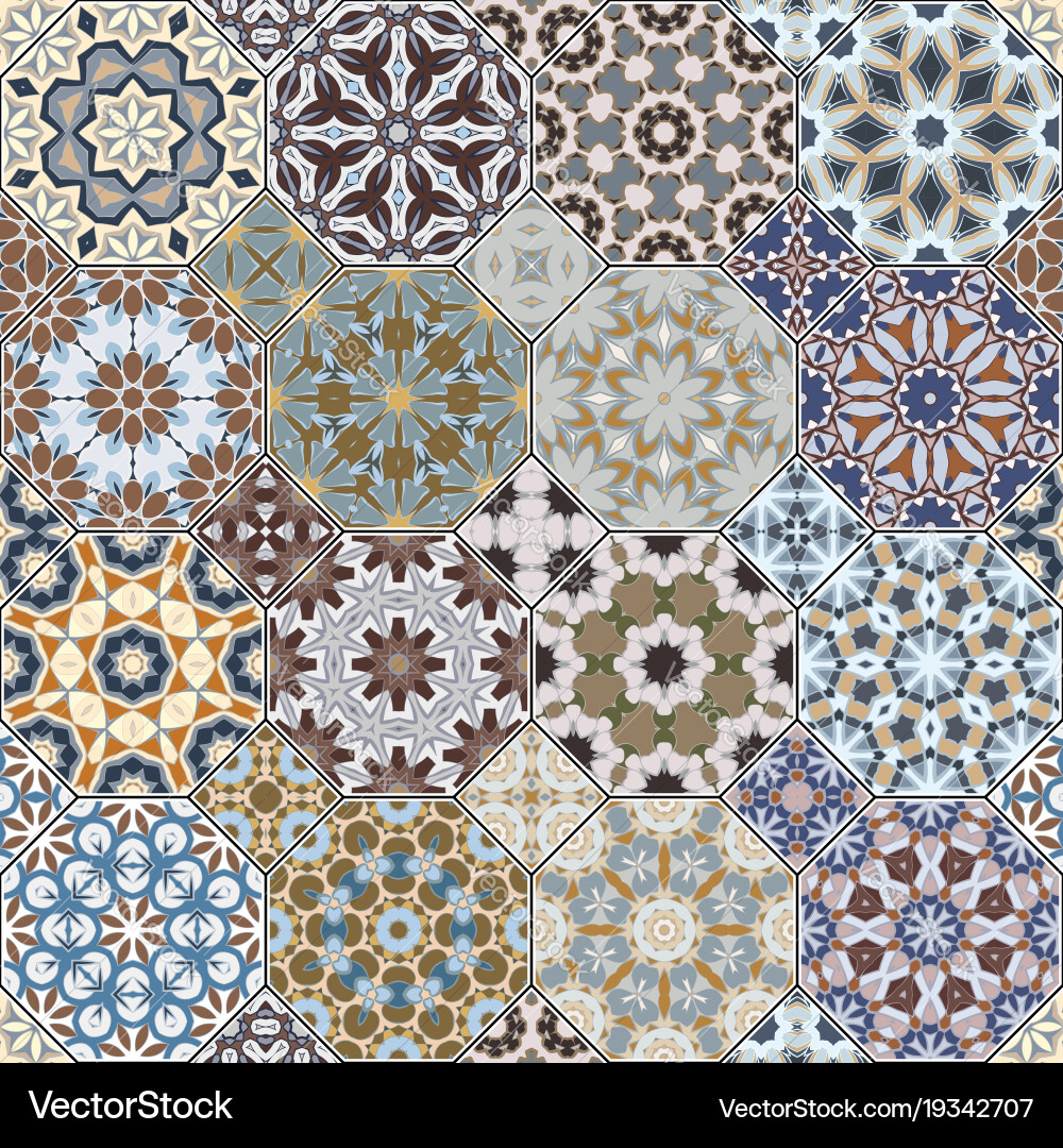 Set of octagonal and square patterns vector image