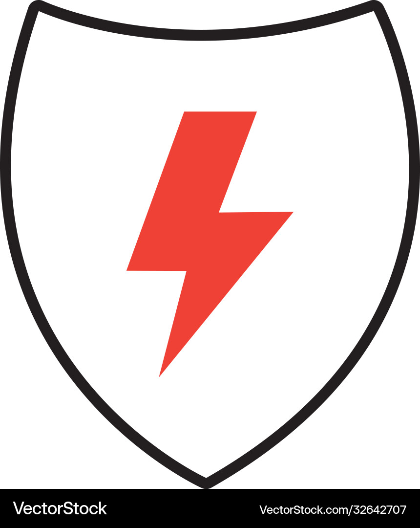 Shield with thunder icon half line color Shield with thunder icon half line color vector image
