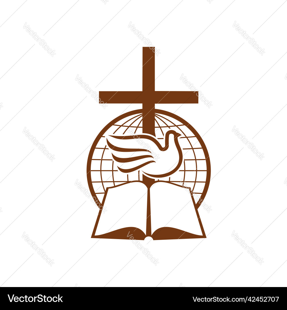 Symbol of christianity with globe bible and dove Symbol of christianity with globe bible and dove vector image
