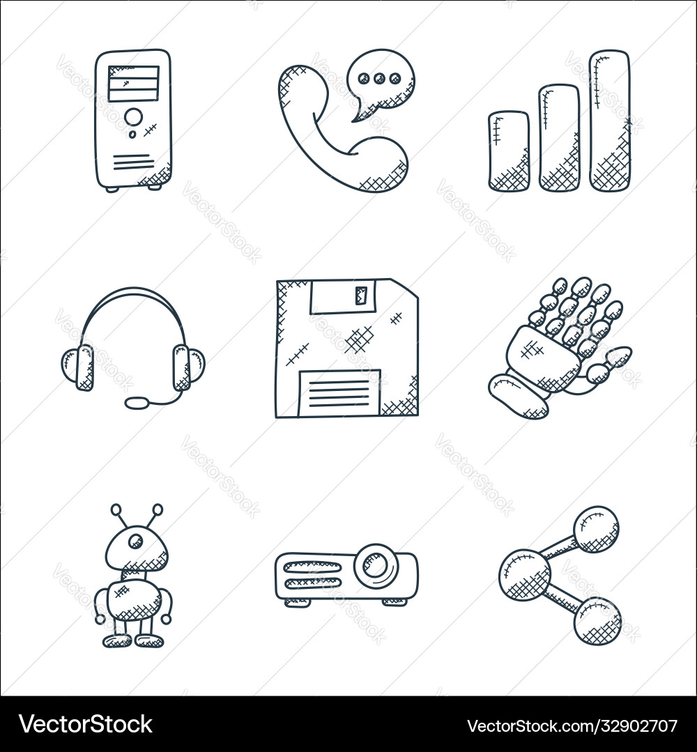 Technology line icons linear set quality Technology line icons linear set quality vector image