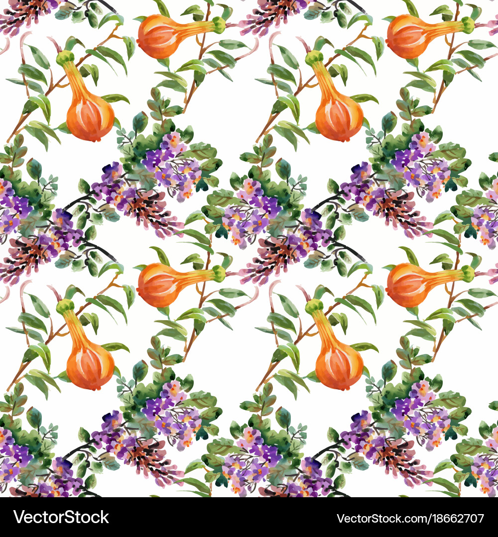 Watercolor Floral Seamless Pattern Vector Image