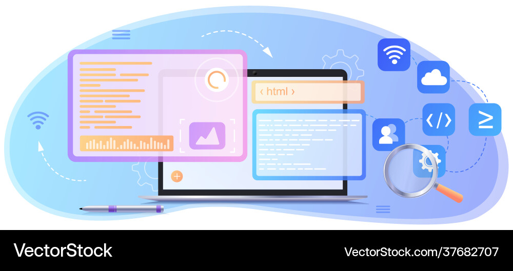 Web Development Programmierer Engineering Web Development Programmierer Engineering vektorbild