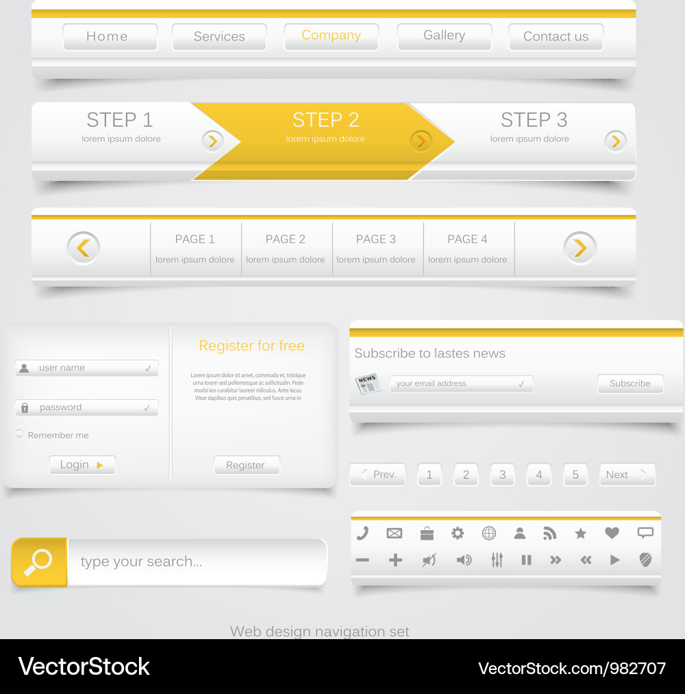 Web site navigation menu pack 3 Royalty Free Vector Image
