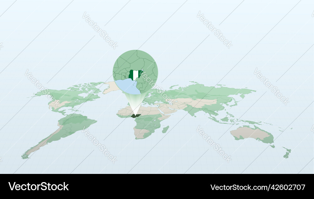World map in perspective showing the location Vector Image