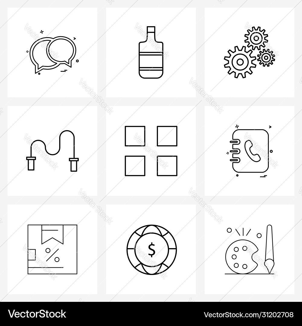 9 universal line icons for web and mobile ui menu Vector Image