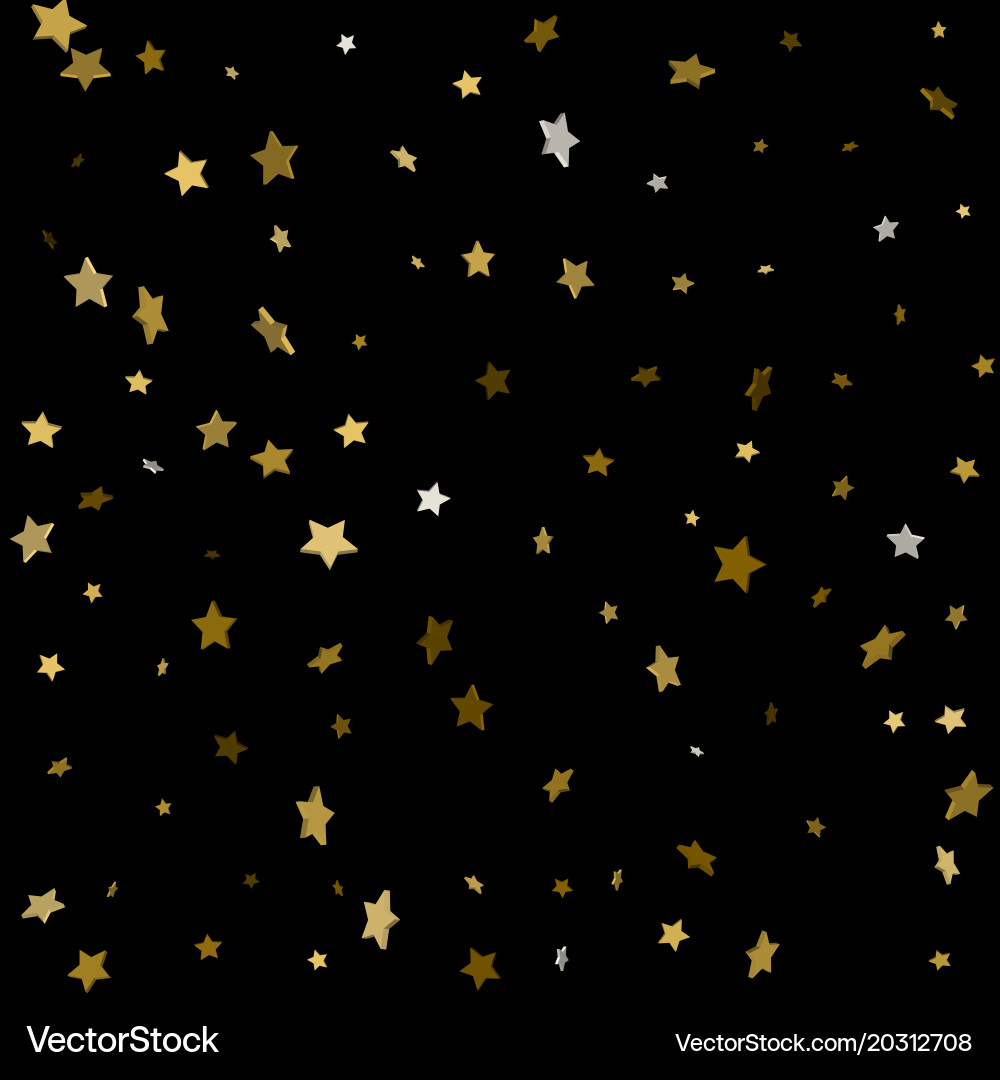 Abstract pattern of random falling gold stars vector image