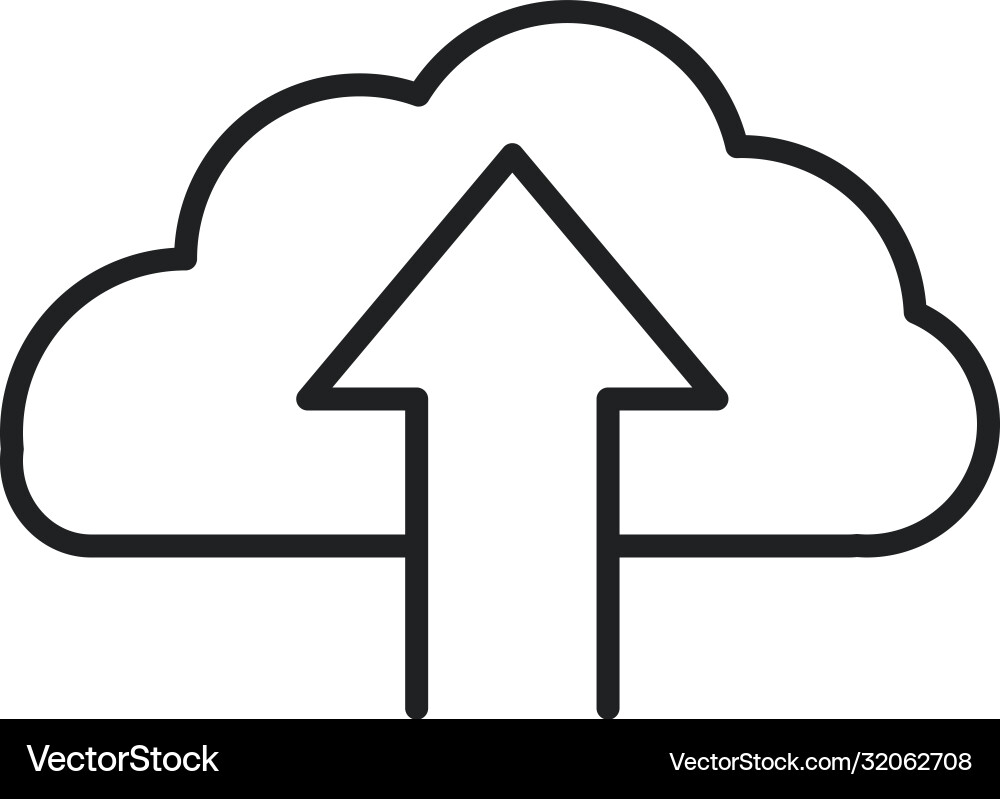 Cloud Computing hochladen Datenserverzeilen-Stil Symbol Vektorbild