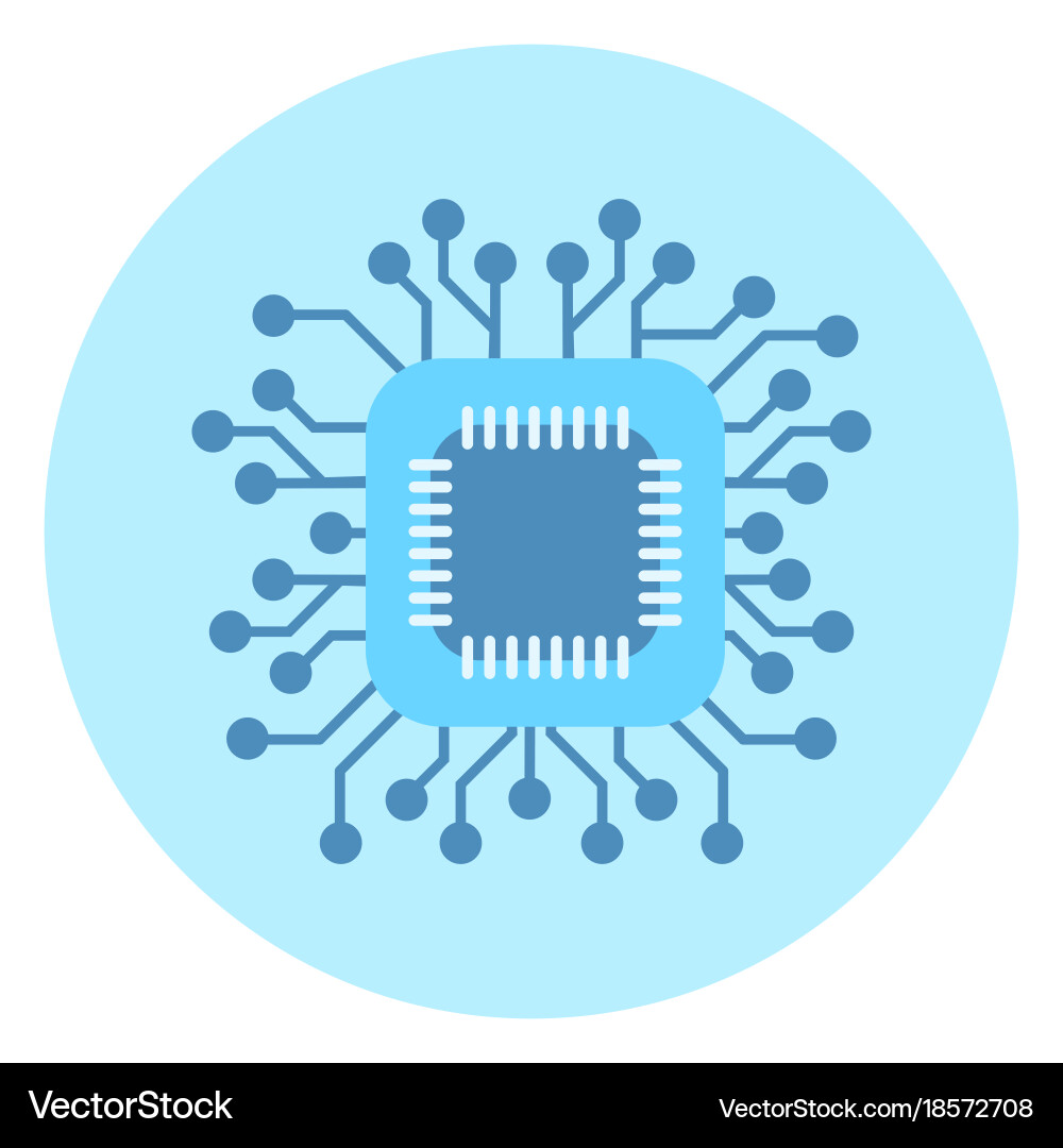 Computer chip icon circuit processor concept Vector Image
