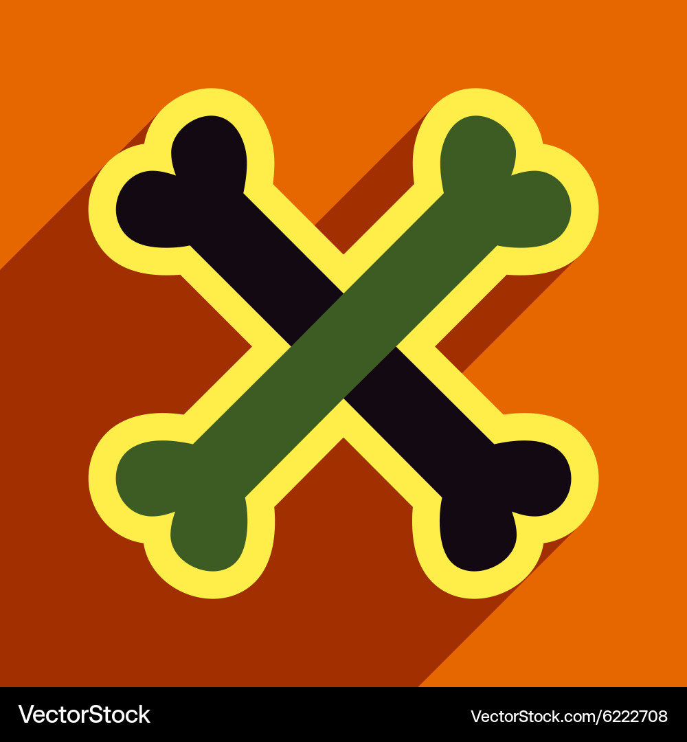 Flat with shadow icon cross bones stacked vector image