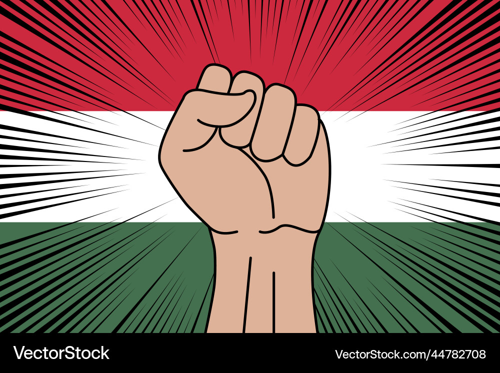menschliches fist eingeklemmtes Symbol auf der Flagge des ungarischen Menschliches fist eingeklemmtes Symbol auf der Flagge des ungarischen vektorbild