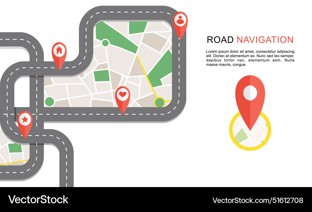 Navigation concept with pin pointer Vector Image