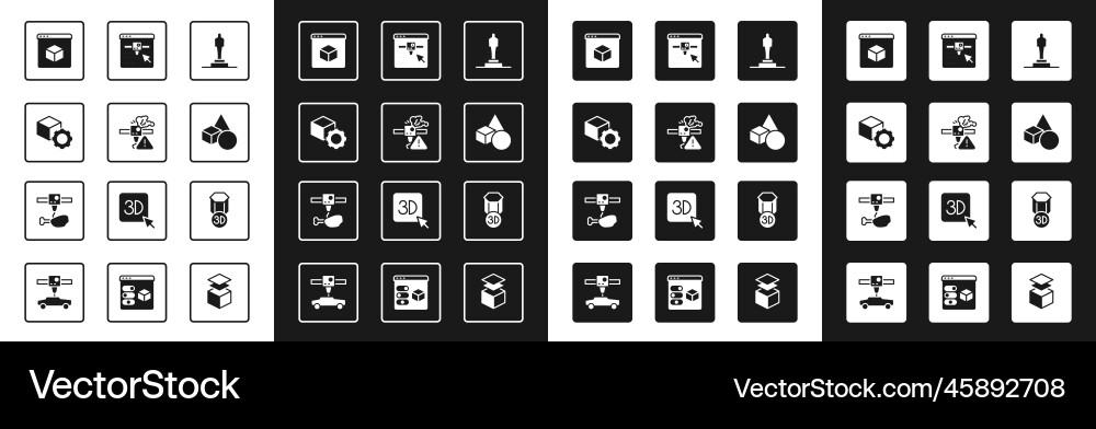 Set 3d printer model warning isometric cube Vector Image