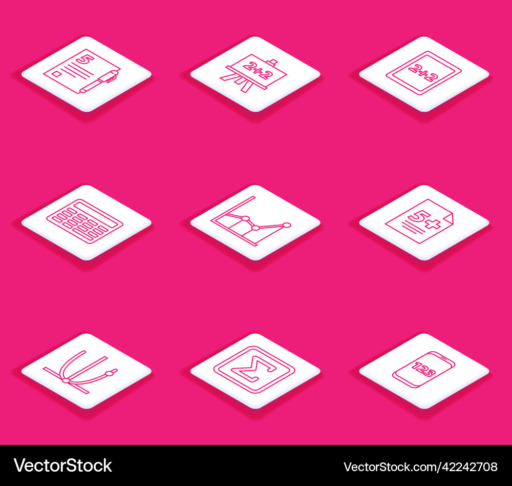 Set line open book calculator calculation Set line open book calculator calculation vector image