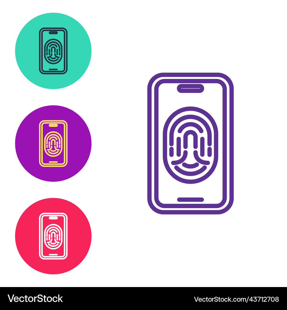 Set line smartphone with fingerprint scanner icon Set line smartphone with fingerprint scanner icon vector image