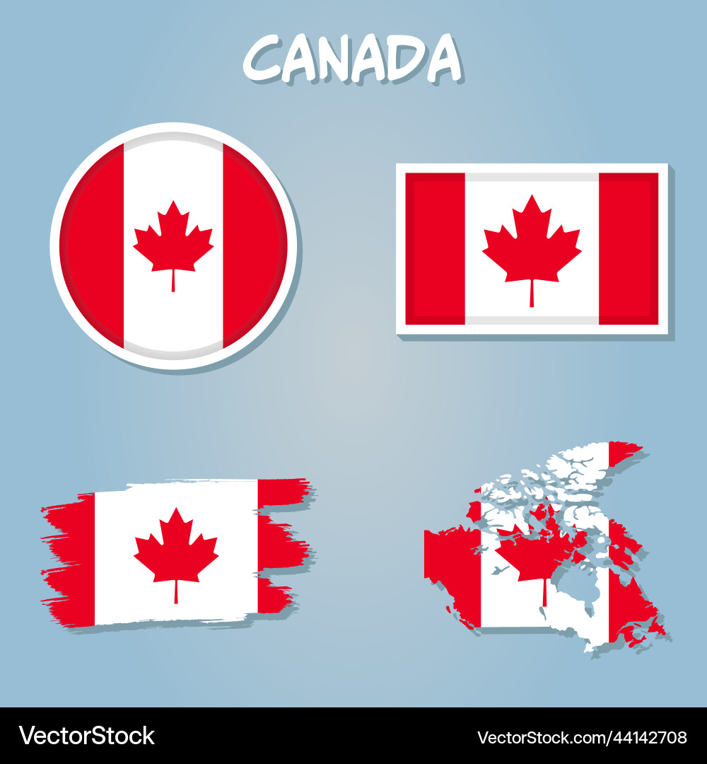 Shape map and flag of canada country Vector Image