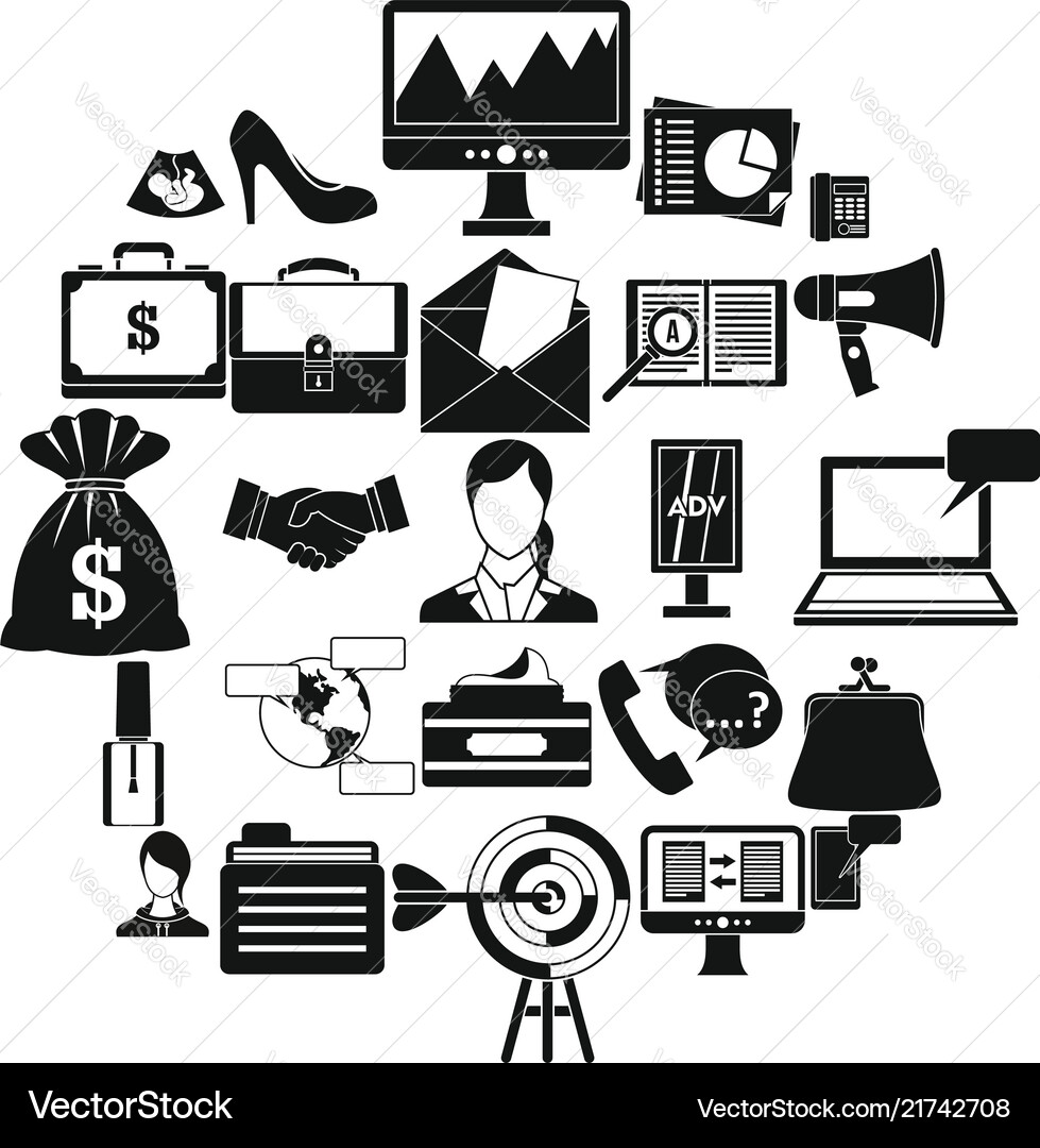Studio icons set simple style Studio icons set simple style Vector Image