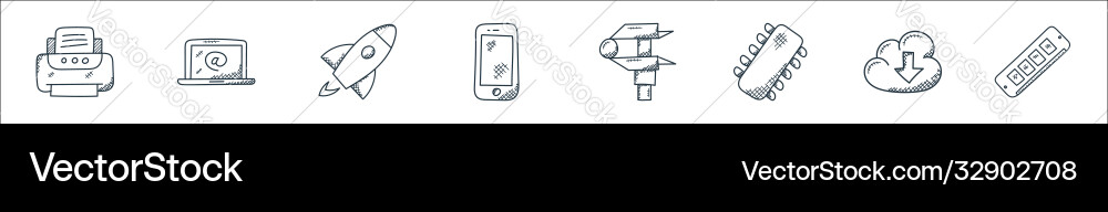 Technology line icons linear set quality Technology line icons linear set quality Vector Image