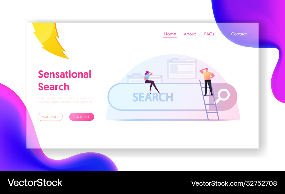 Tiny characters search information landing page Tiny characters search information landing page Vector Image