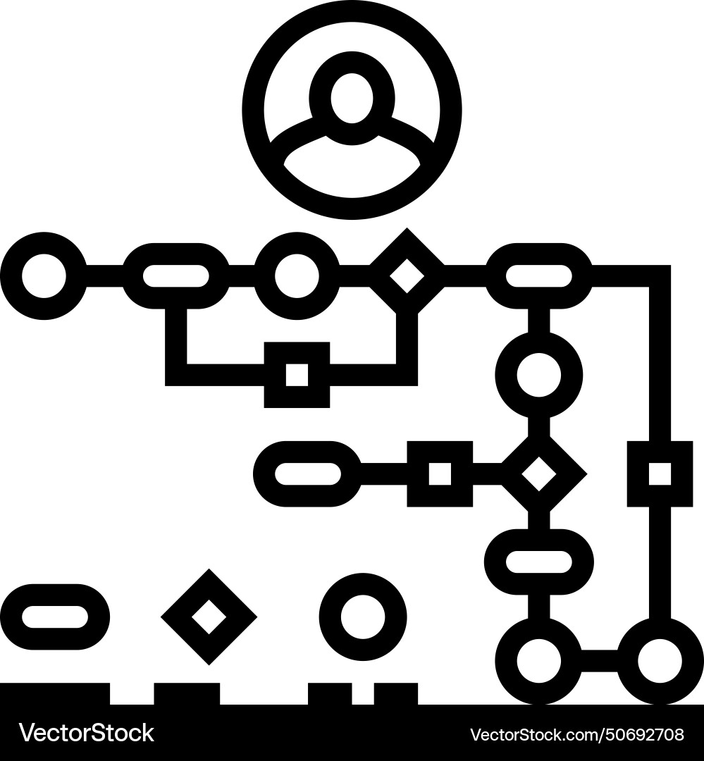 User flow ux ui design line icon vector image