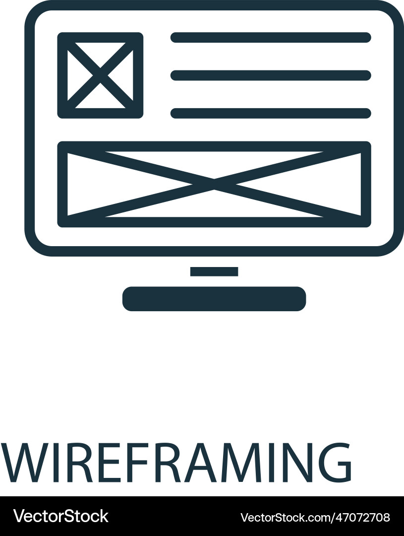 Wireframing icon monochrome simple sign from app Wireframing icon monochrome simple sign from app vector image