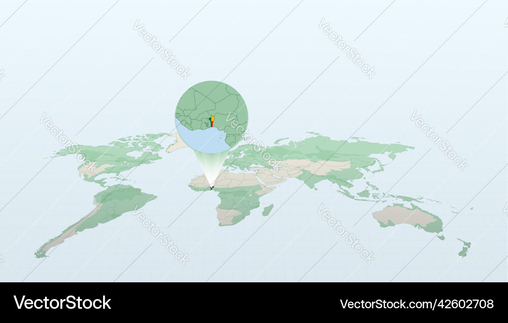 World map in perspective showing the location vector image