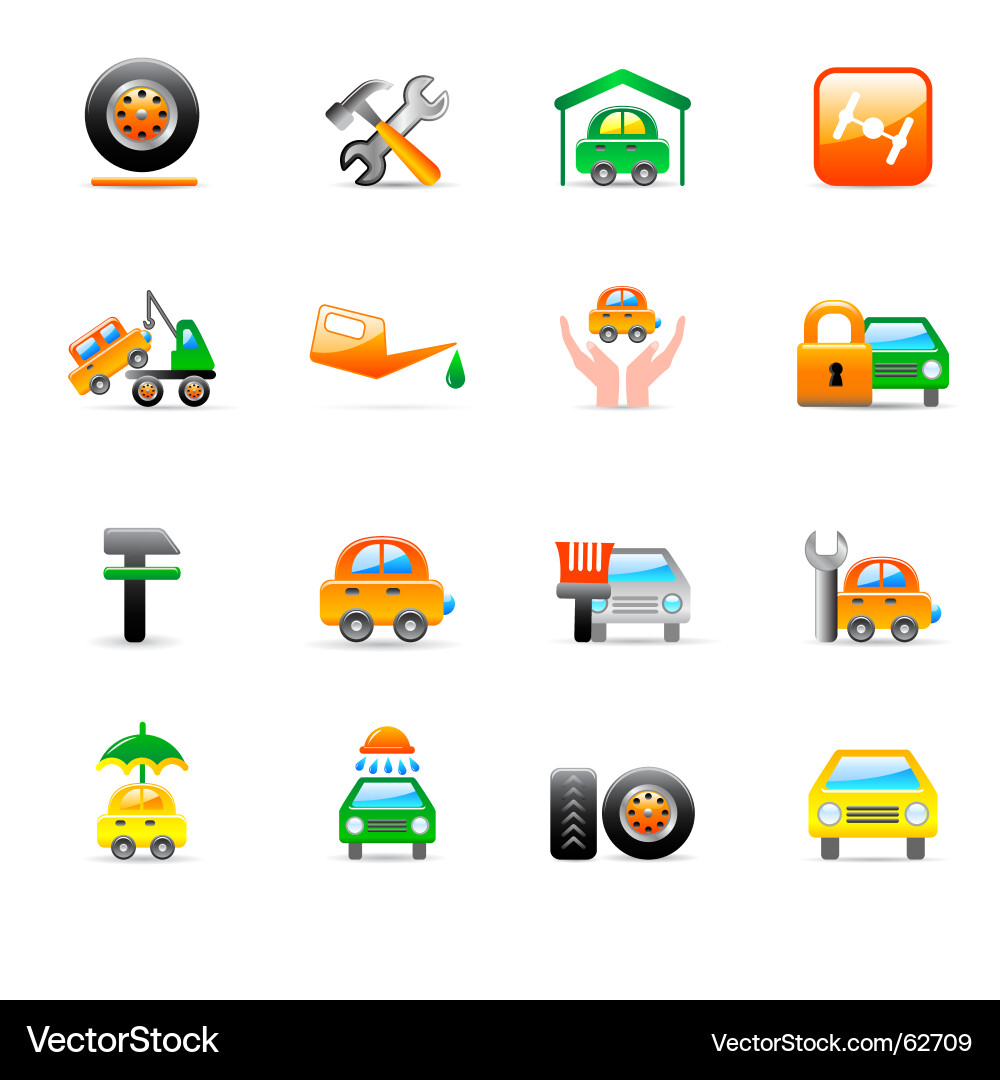 Auto-Reparatur Icons Vektorbild