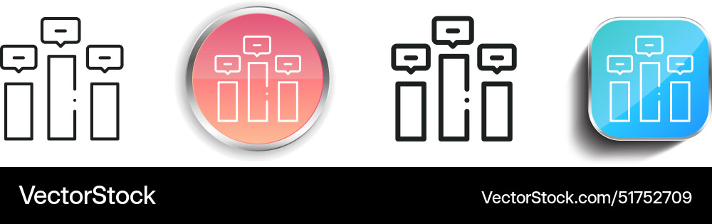Bar chart icon thin linear regular and button vector image