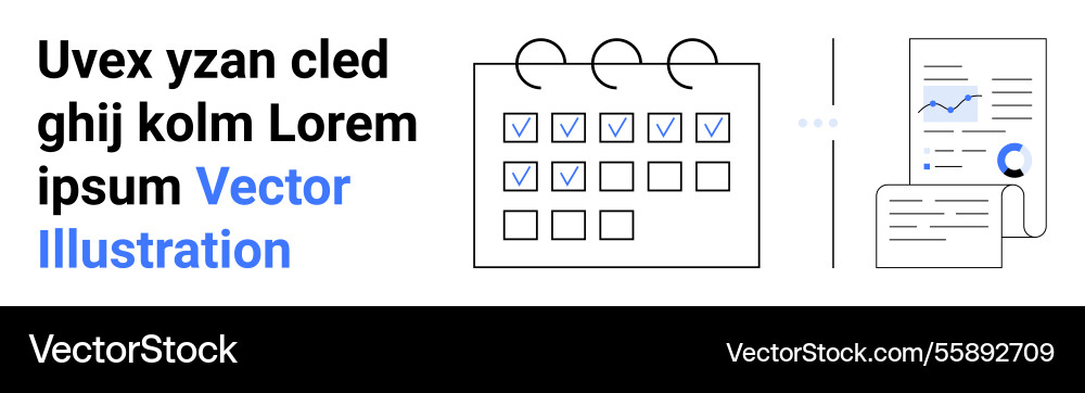 Calendar with checkmarks and document analysis Calendar with checkmarks and document analysis vector image