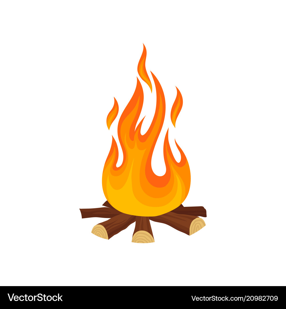 Cartoon Campfire with Logs Vector Image