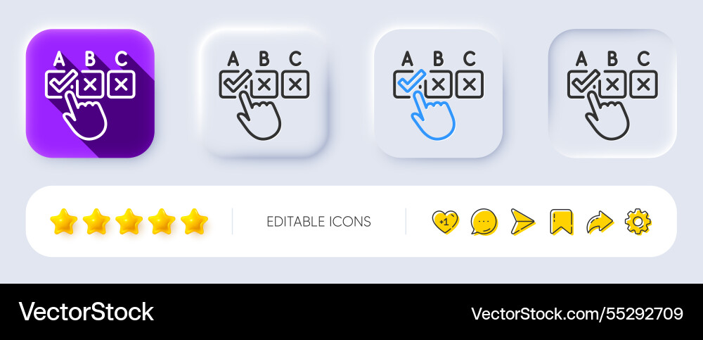 Correct checkbox line icon select answer sign Vector Image
