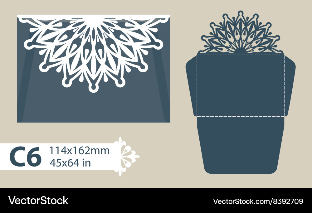 Elegant Carved Openwork Envelope Template vector image