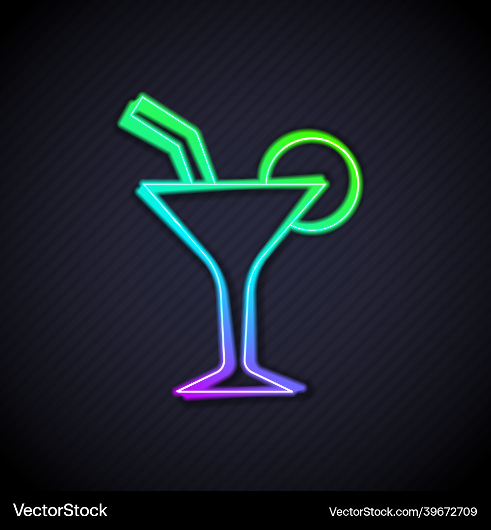 Glowing Neon Linie Cocktail und Alkohol trinken Ikone Glowing Neon Linie Cocktail und Alkohol trinken Ikone vektorbild