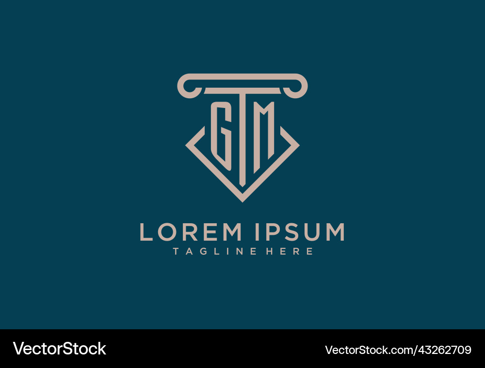 Gm initial with pillar icon design clean vector image