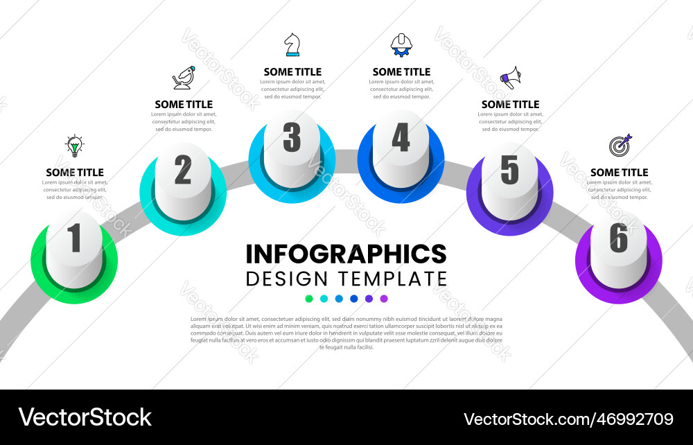 Infographic template 6 buttons with numbers Infographic template 6 buttons with numbers vector image